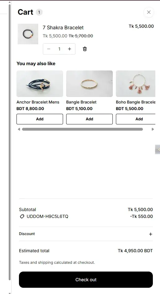 A cross-sell suggestion inside a storefront cart drawer.