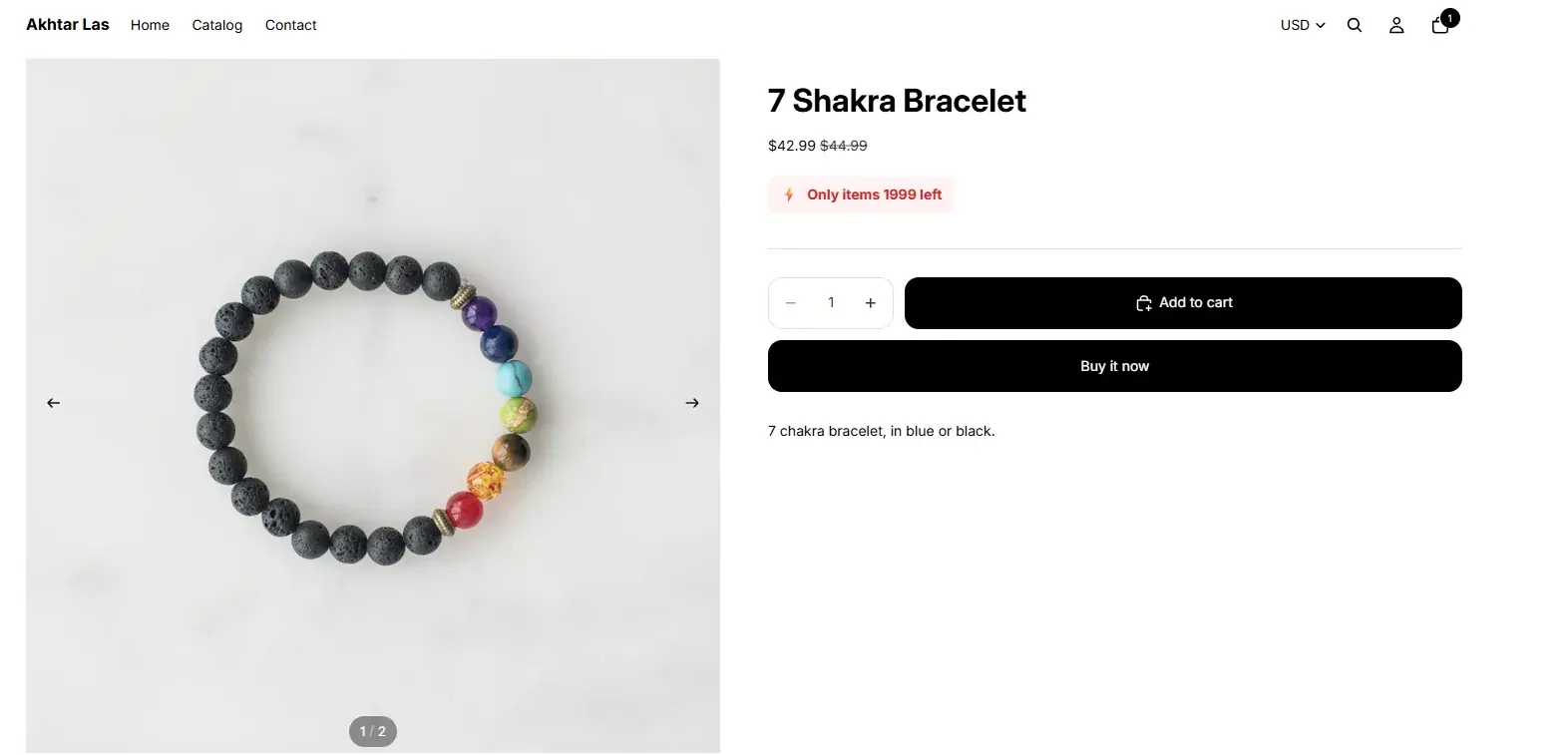 A low stock badge shown on a storefront product page.