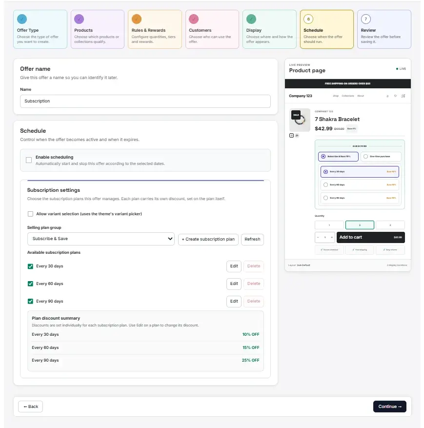 Subscription settings in the Uddom app.